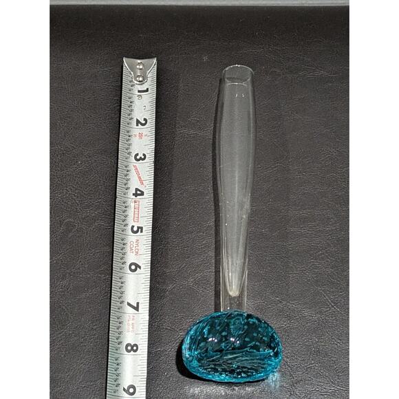Vintage Retro Mid Century Modern Blue Controlled Bubble Stem Bud Vase 8”‎ - Picture 4 of 4